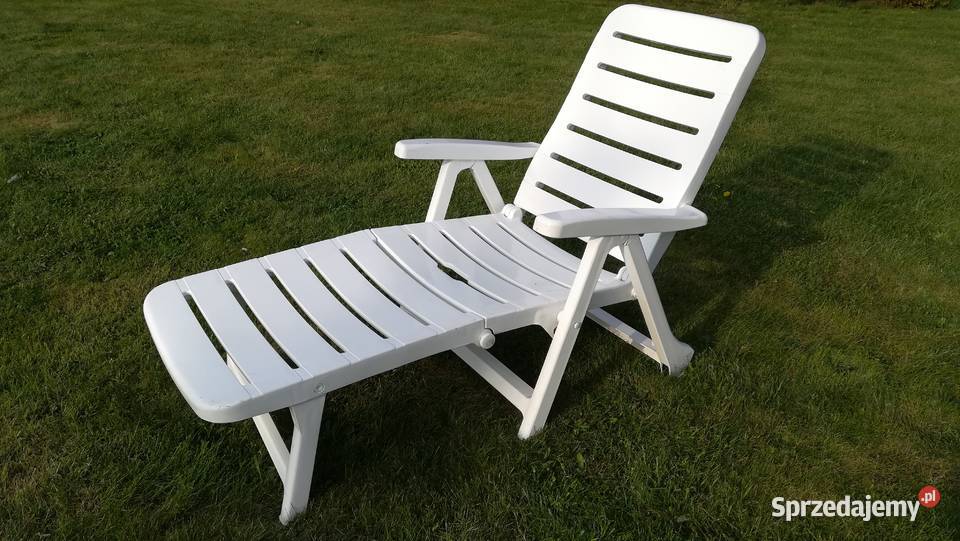 Leżak basenowy 2 biały łóżko ogrodowe składane Garwolin