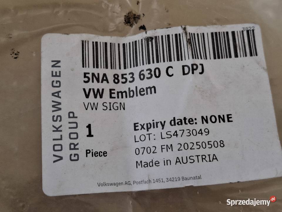 VW TIGUAN 5NA II 2 EMBLEMAT KLAPY BAGAŻNIKA TYŁ