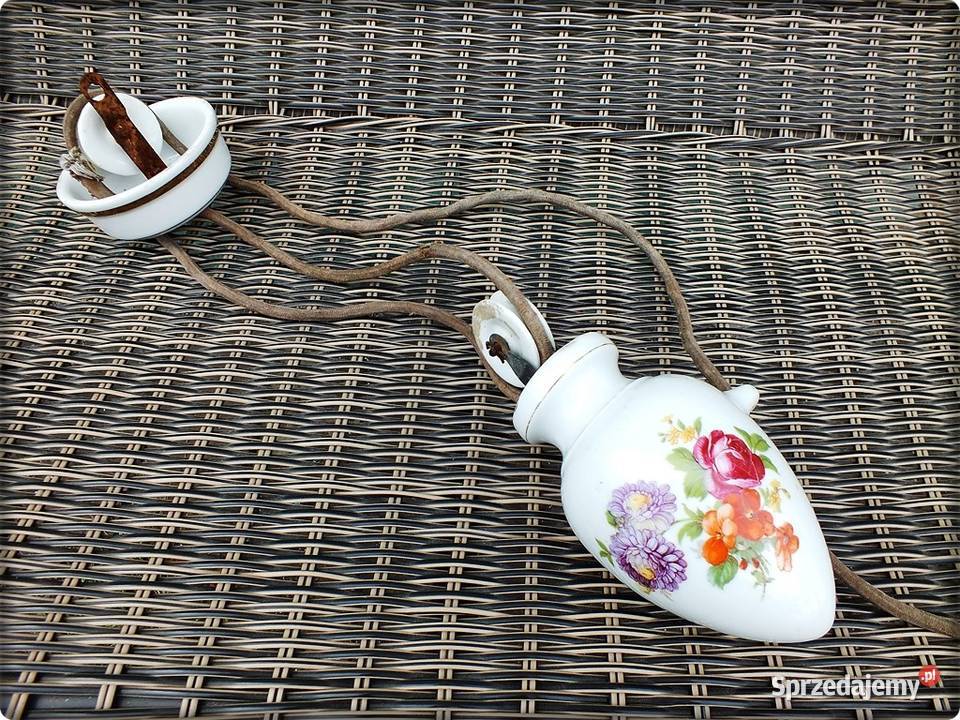 Stary Porcelanowy kompletny Obciążnik Lampy lubuskie