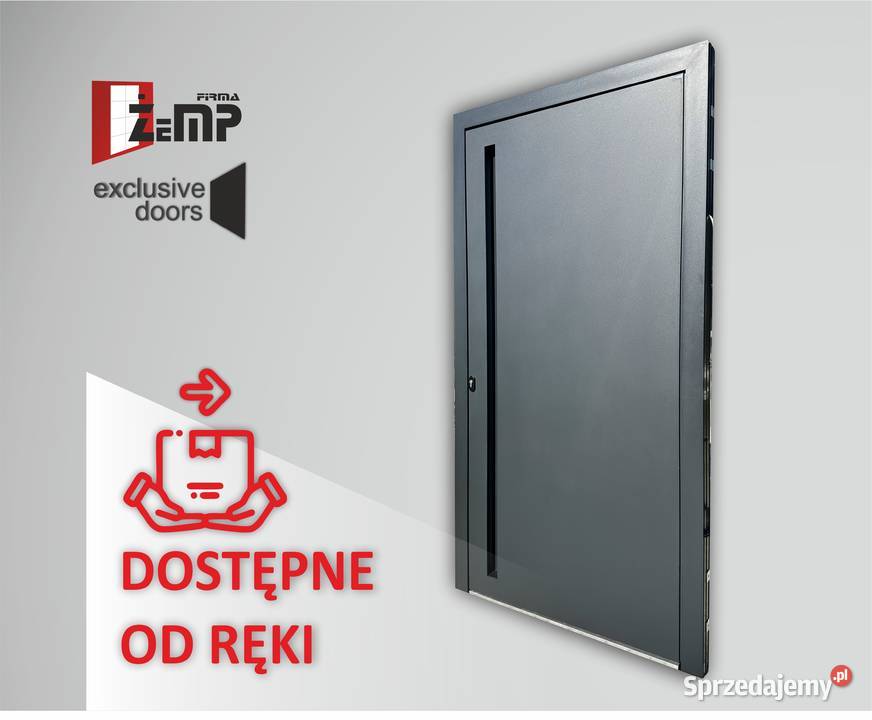 Aluminiowe drzwi RAL 7021 Struktura Sterowane Nowy Sącz