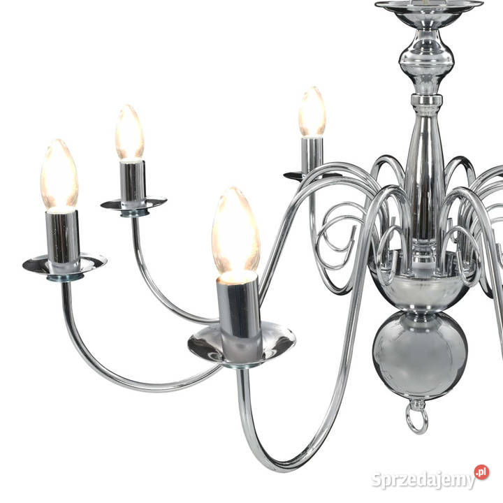 Żyrandol srebrny 8 żarówek E14 WM281618