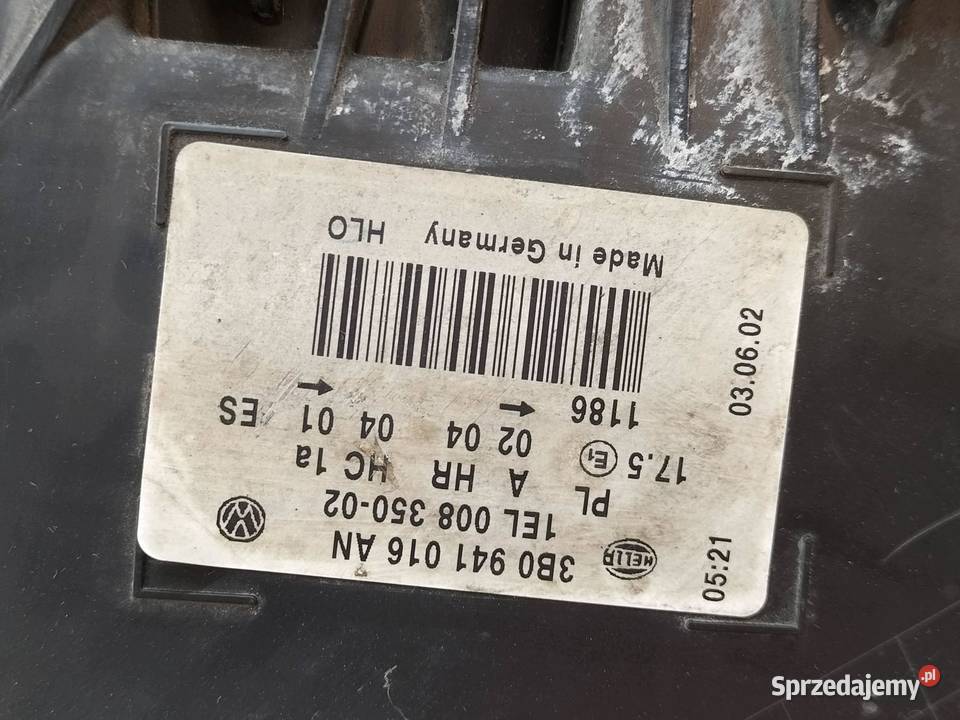 LAMPA PRZÓD PRAWA EU LIFT 3B0941016AN VW Passat sprzedam