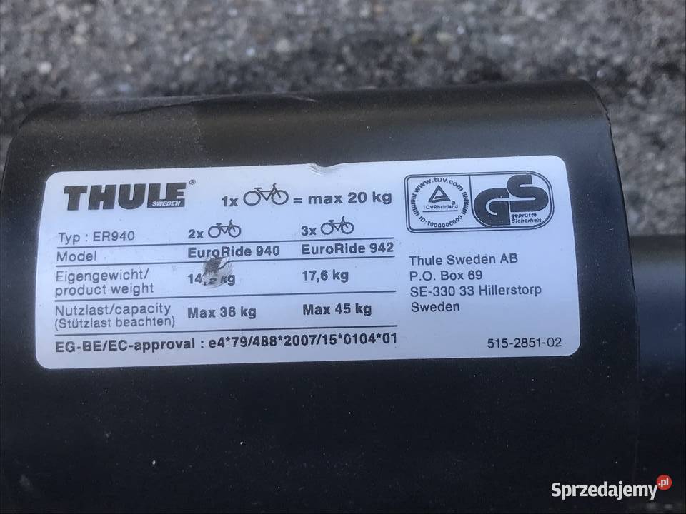 Sprzedam bagażnik rowerowy Thule świętokrzyskie Kranów
