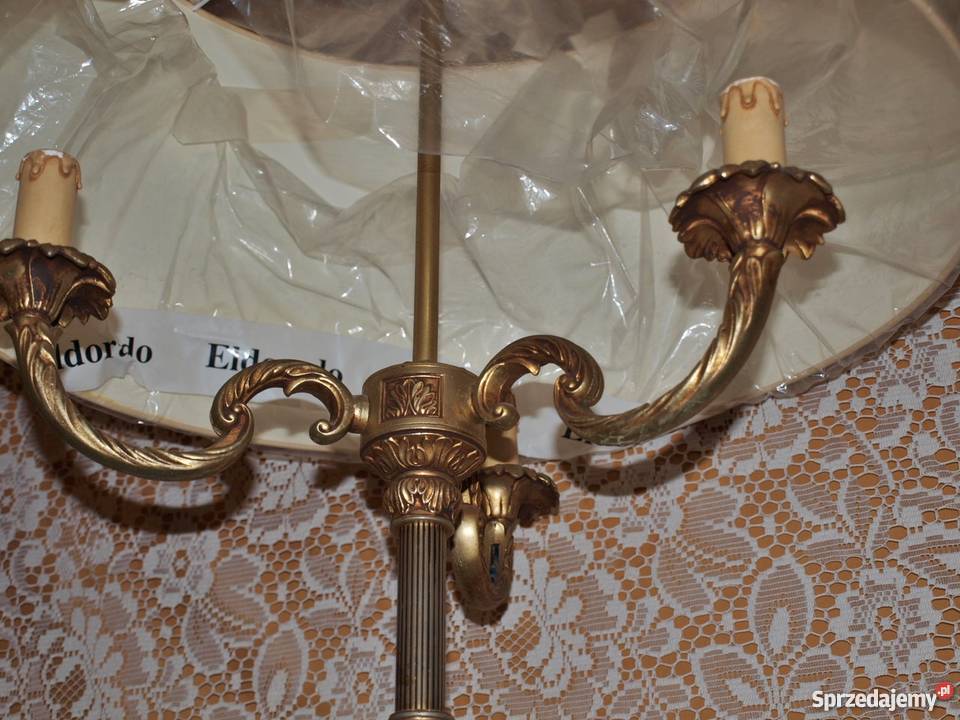 zabytkowa lampa podlogowa stojąca mosiądz i Dobczyce