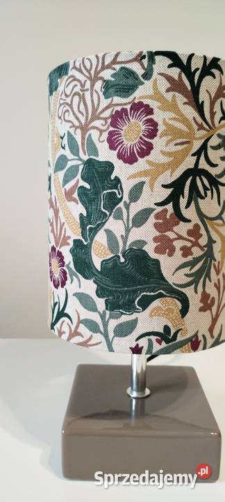Lampka nocna ceramiczna z abażurem z tkaniny Aleksandrów Łódzki