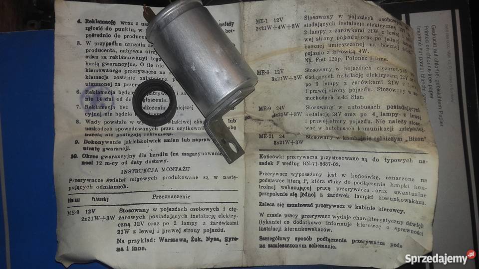 przerywacz kierunkowskazów migowych ME1 12V