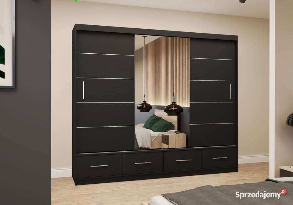 Duża pojemna szafa z lustrem i szufladami 250 śląskie