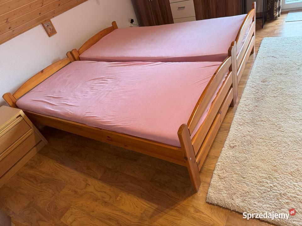 Łózko z litego drewna olcha z materacami 35cm Dom i Ogród śląskie Mysłowice