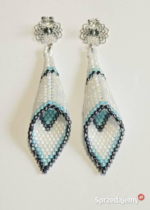 KOLCZYKI ROŻKI BIAŁOBŁĘKITNE Warszawa sprzedam