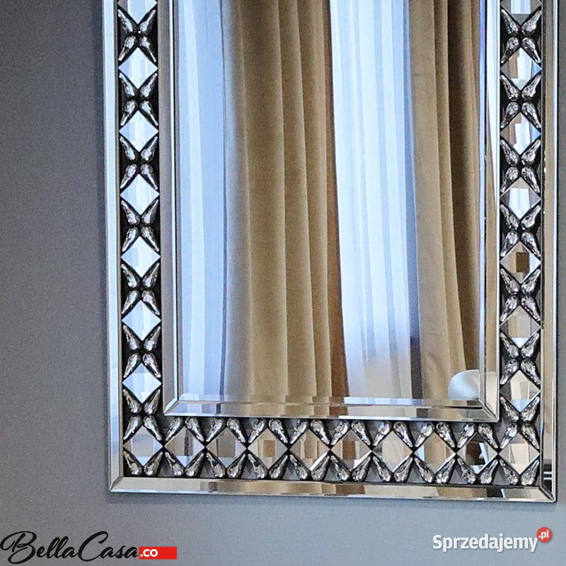 Srebrne lustro glamour prostokątne 773x1217 mazowieckie Warszawa