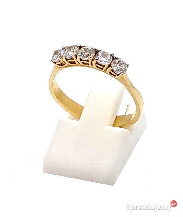 Pierścionek r17 Złoty pr333 korona z kamieniami wielkopolskie Poznań