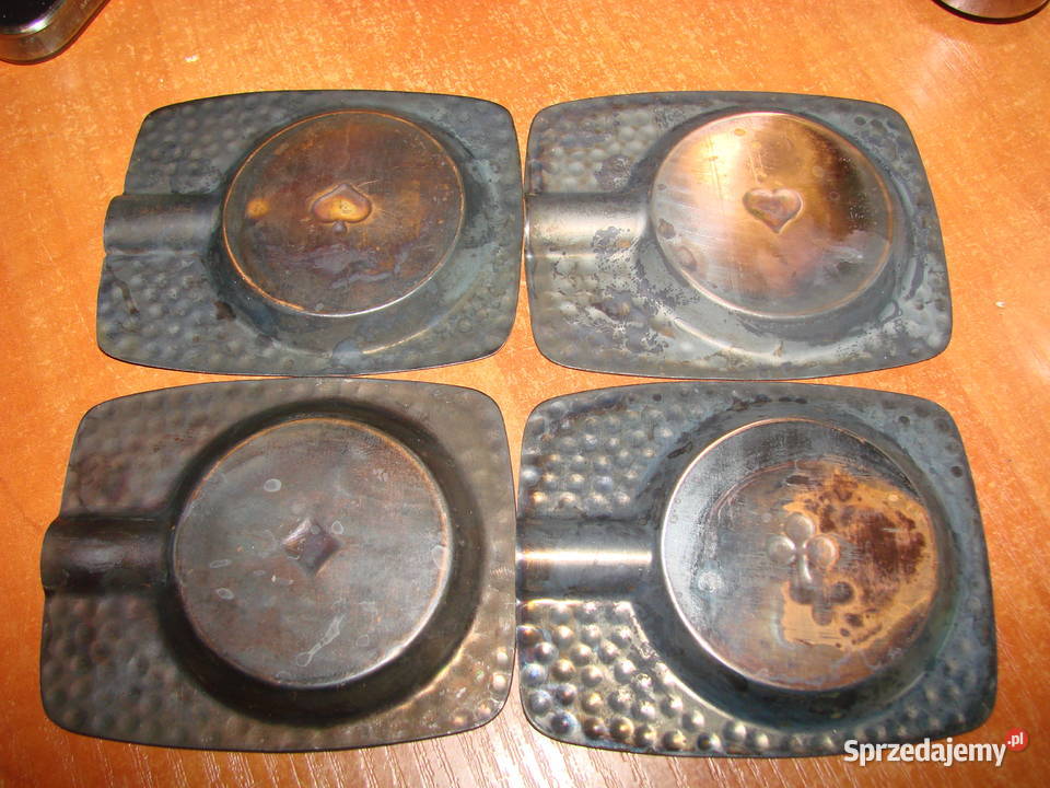 miedziane popielniczki brydżowe PRL Pruszcz Gdański