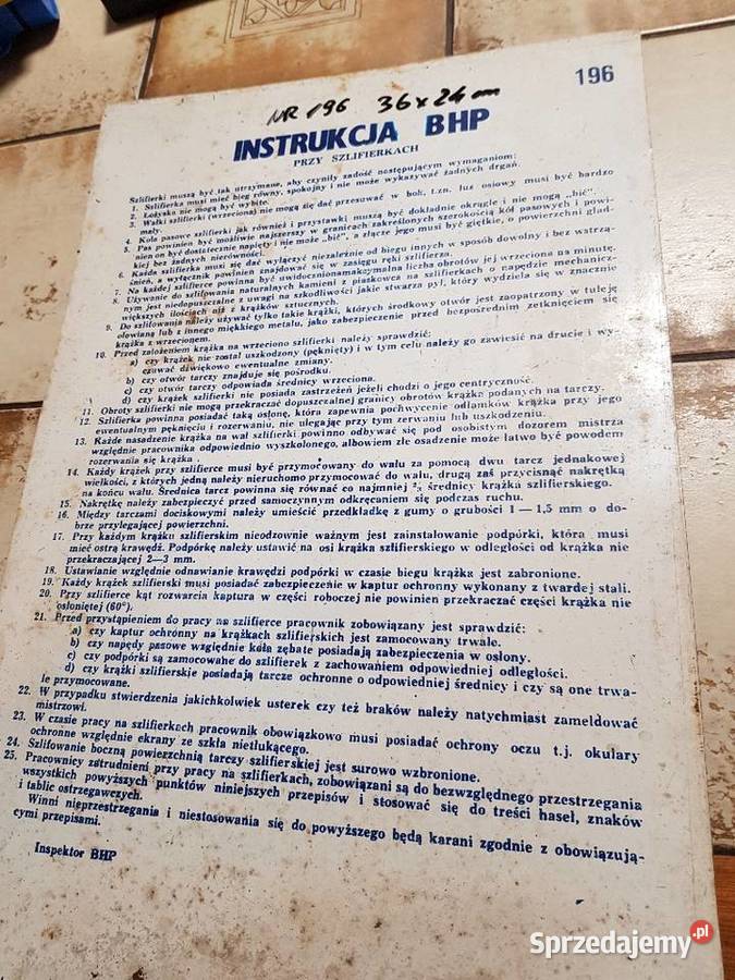 Lata 70teZ kolekcjiTablica BHP z PRLu Gorzów Wielkopolski sprzedam