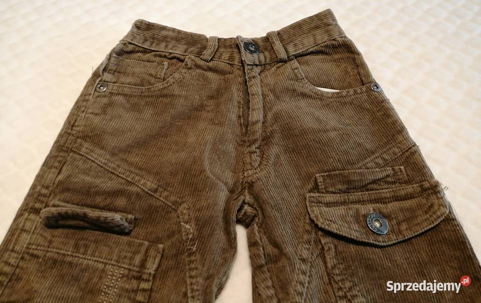 Spodnie sztruksowe brązowe prążki 128 Odzież śląskie Czeladź