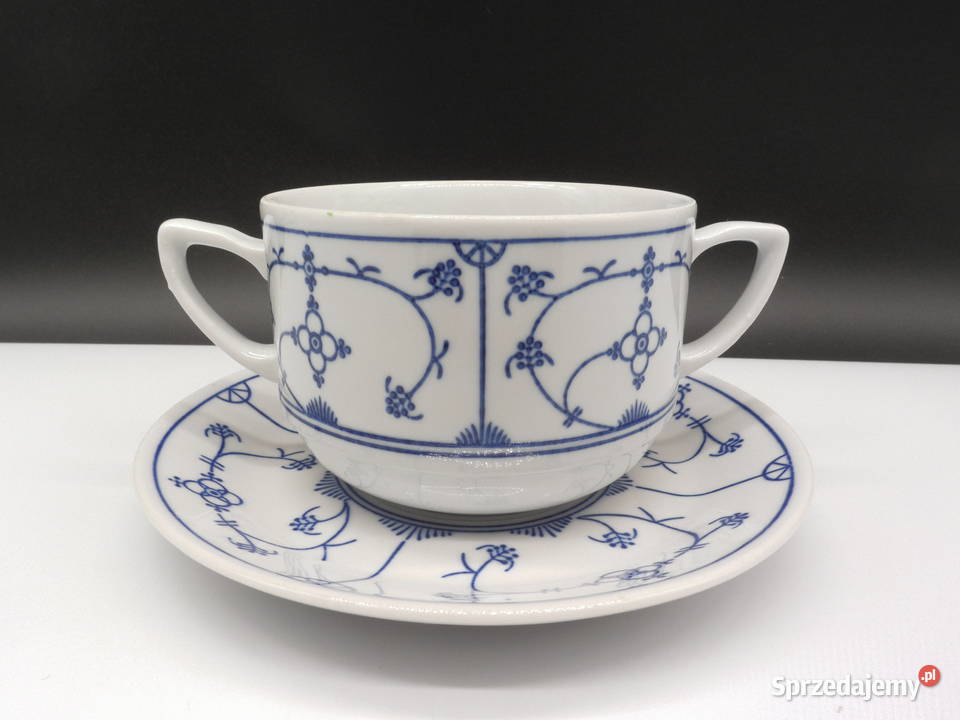 Porcelanowa bulionówka ze spodkiem Wzór Słomkowy Raszków