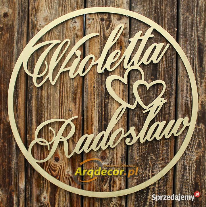 Duże koło z imionami pary młodej dekoracje sprzedam