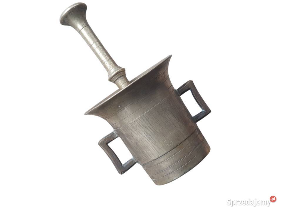 Stary mosiężny moździerz kuchenny sygnowany lata Cieszyn