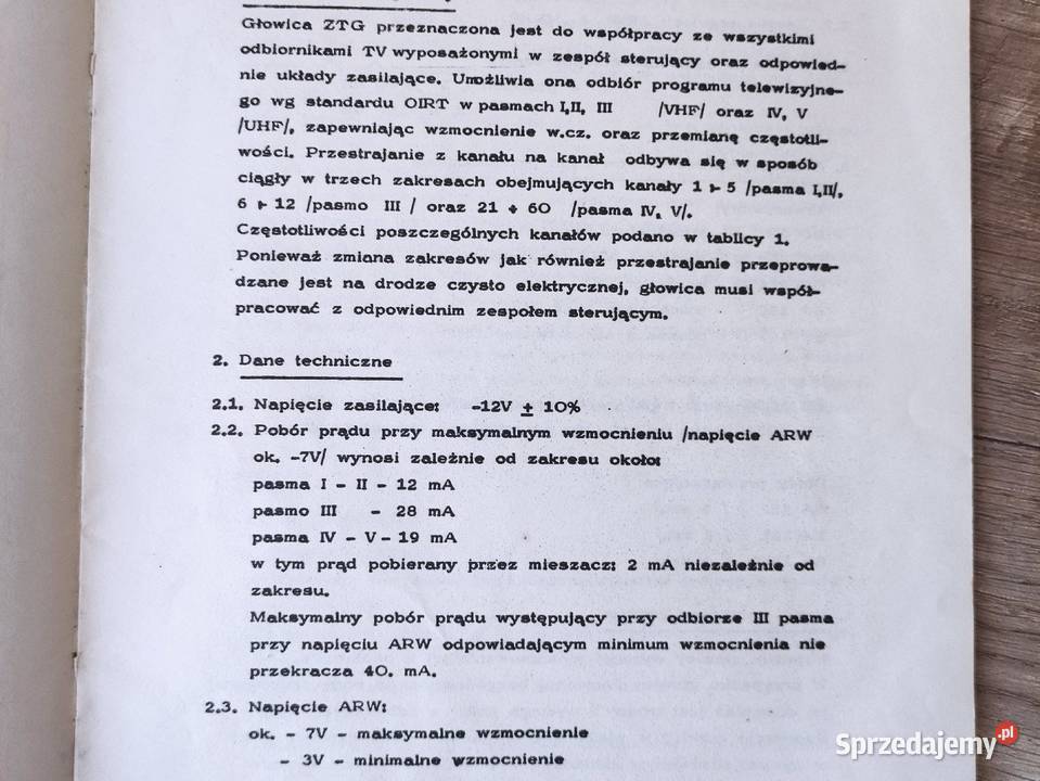 Instrukcja serwisowa Telewizyjna głowica Rzeszów