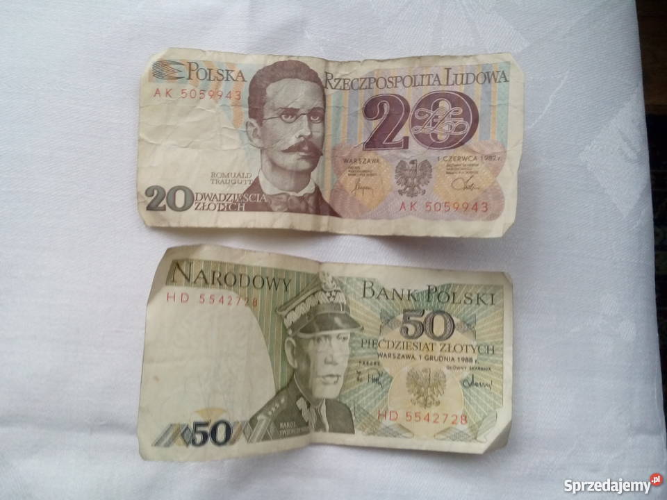banknoty 50 i 20 złotowe Łódź