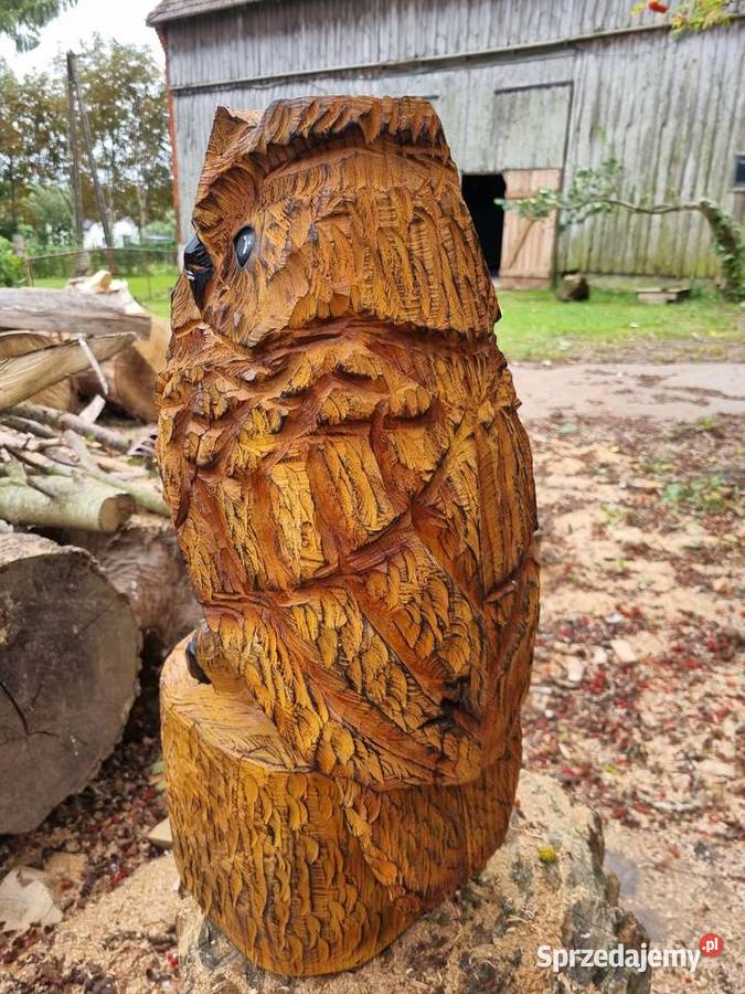 Sowa rzeźbiona z drewna Wierzchomino sprzedam