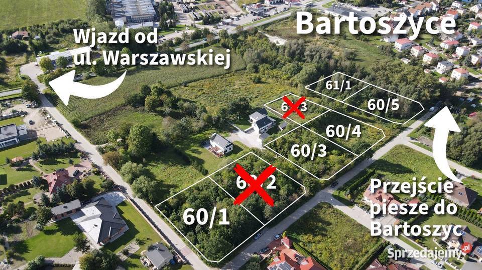 Działki budowlane Wawrzyny wszystkie media ceny 69zł/m2 Bartoszyce