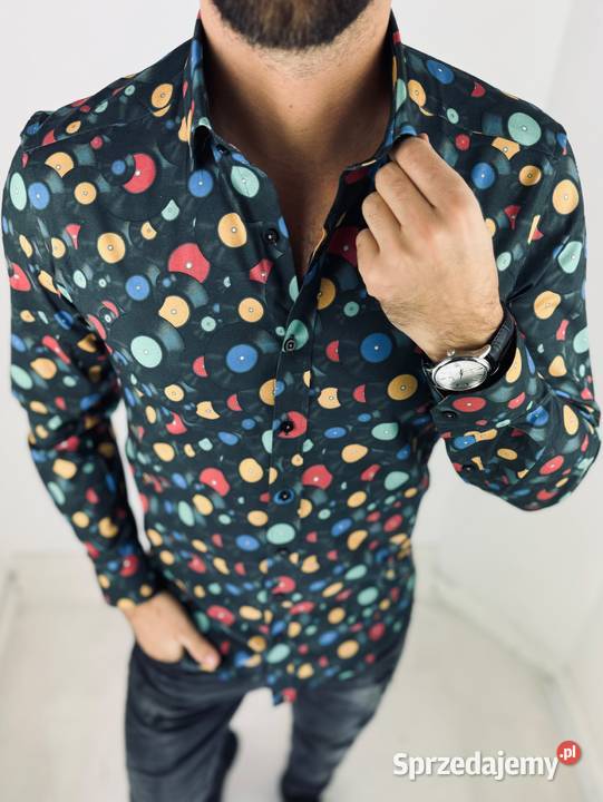 GIOVANNI PERA Koszula męska K010 Płyty winylowe