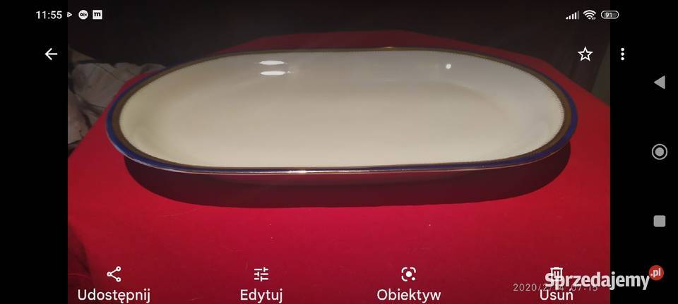 Wielka patera kobalt złoto biel porcelana Niemcy Porcelana i szkło Wrocław