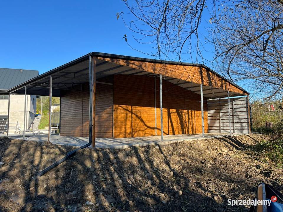 Garaż 9x6 plus wiata z prawnej strony 3x6m wiata Janów