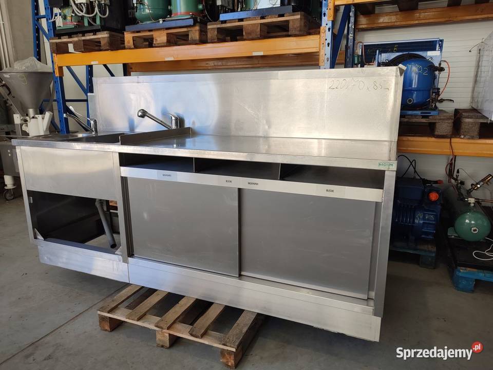 Stół roboczy z dwoma zlewami 2200 x 700 x 85 Niedźwiedź