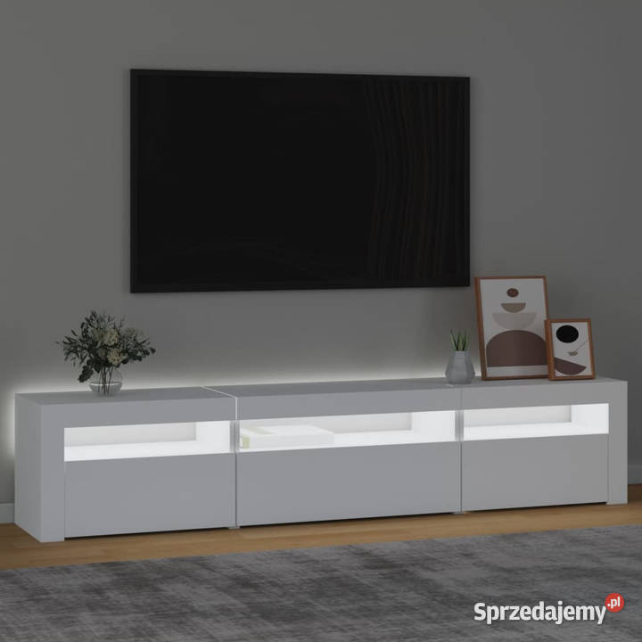 Szafka pod TV z oświetleniem LED biała 195x35x40