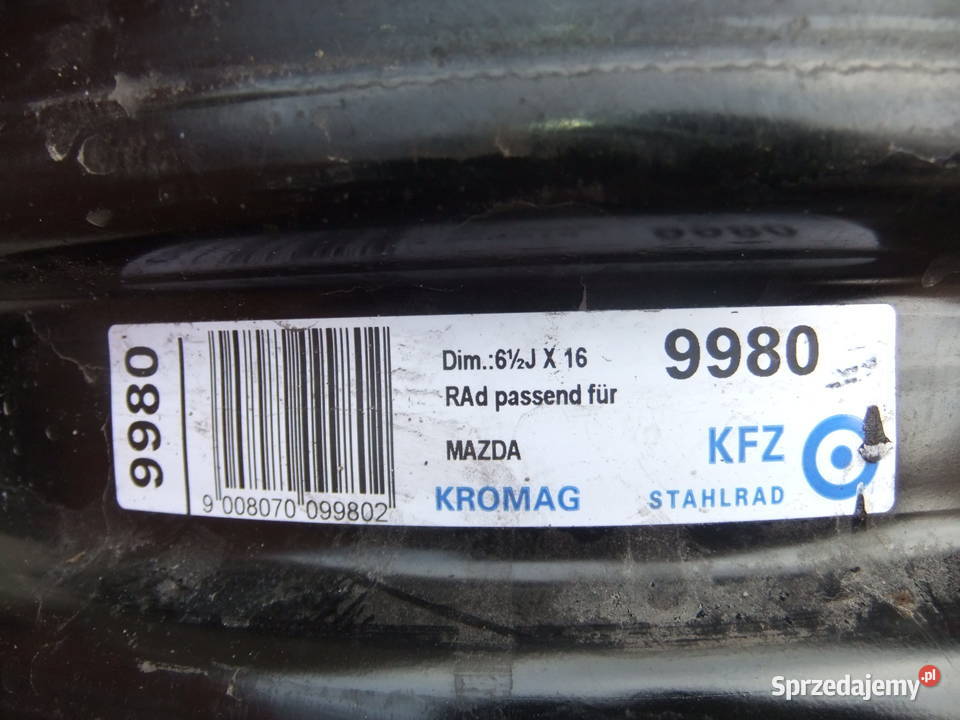 Felgi stalowe 16 Mazda KFZ KROMAG 9980 Koła i felgi Siedlce