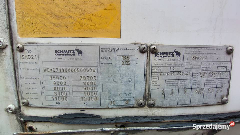 Naczepa Schmitz SKO24 2004 kujawsko-pomorskie Toruń