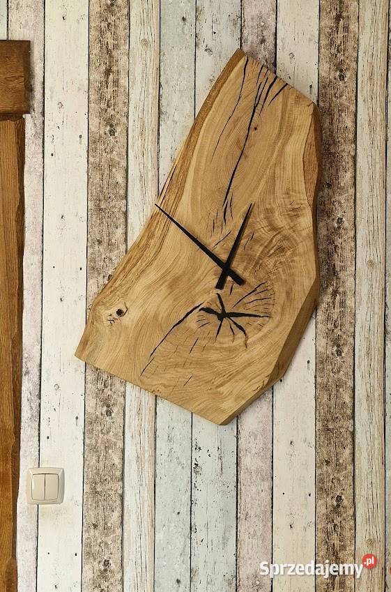 Zegar na ścianę wiszący duży loft naturalny dąb