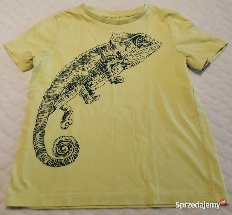 Koszulka krótki rękaw Tshirt żółta kameleon 104 Czeladź