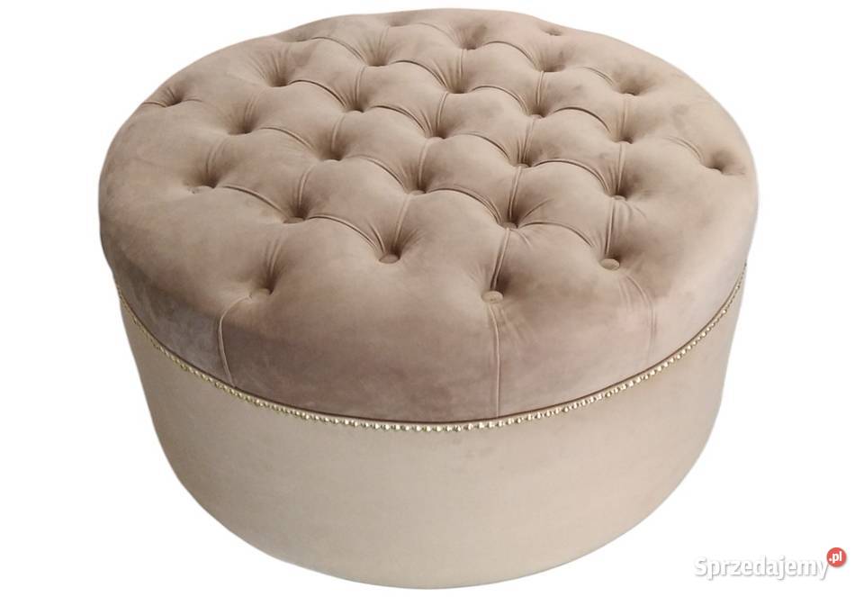 Pufa okrągła beżowa tapicerowana 80 43cm Warszawa sprzedam