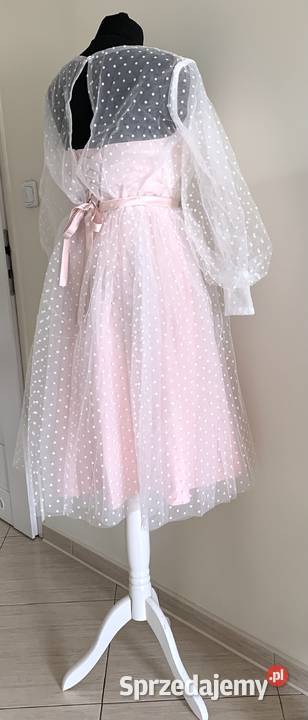 Krótka suknia ślubna różowa wesele druhna dolnośląskie sprzedam