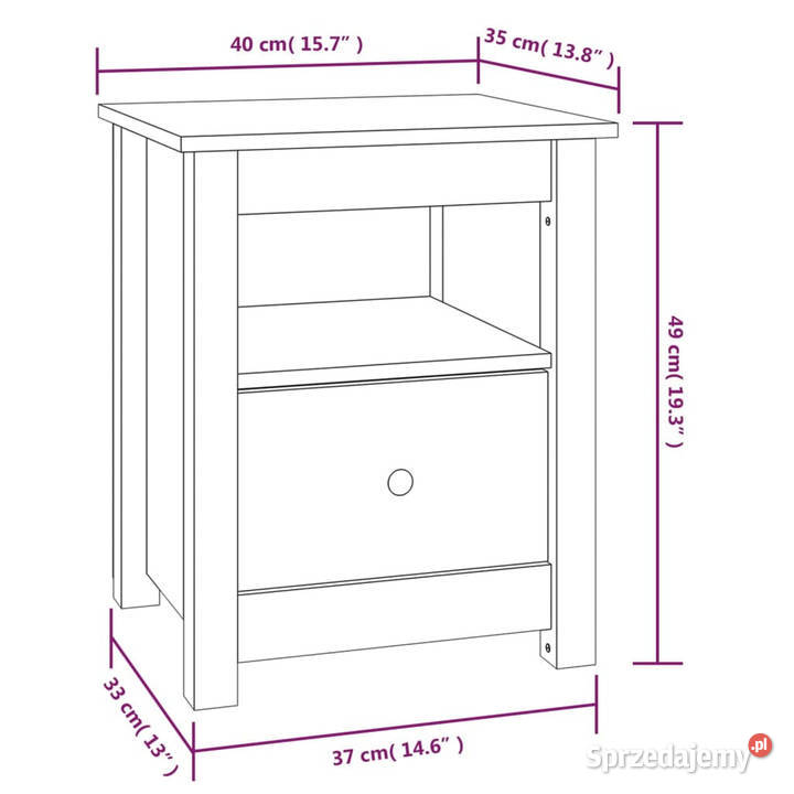 Szafki nocne 2 białe 40x35x49 lite drewno mazowieckie