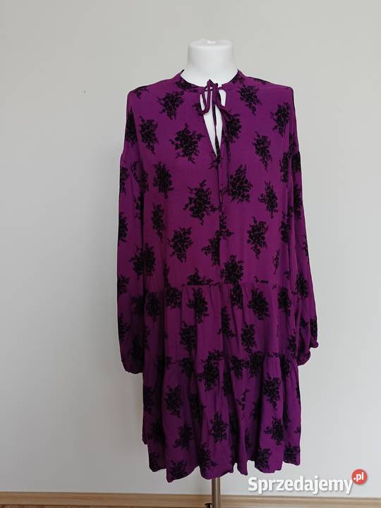 VILA Fioletowa sukienka midi z wiązaniem Odzież damska sprzedam