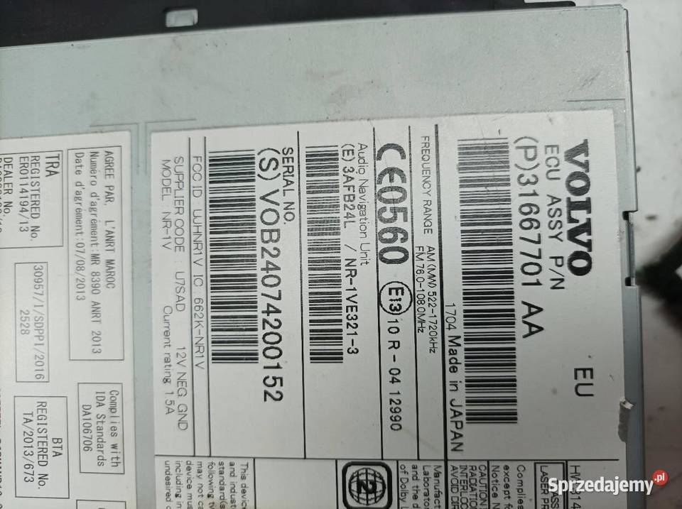 RADIO SYSTEM NAWIGACJI 31667701AA Volvo V60 I Rok produkcji 2017