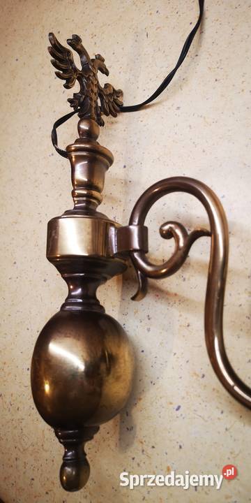 Mosiężny kinkiet z dwugłowym orłem AustroWęgry Gdańsk