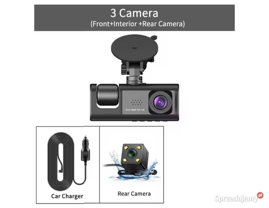 Kamera samochodowa Dashcam z 3 obiektywami Słupsk