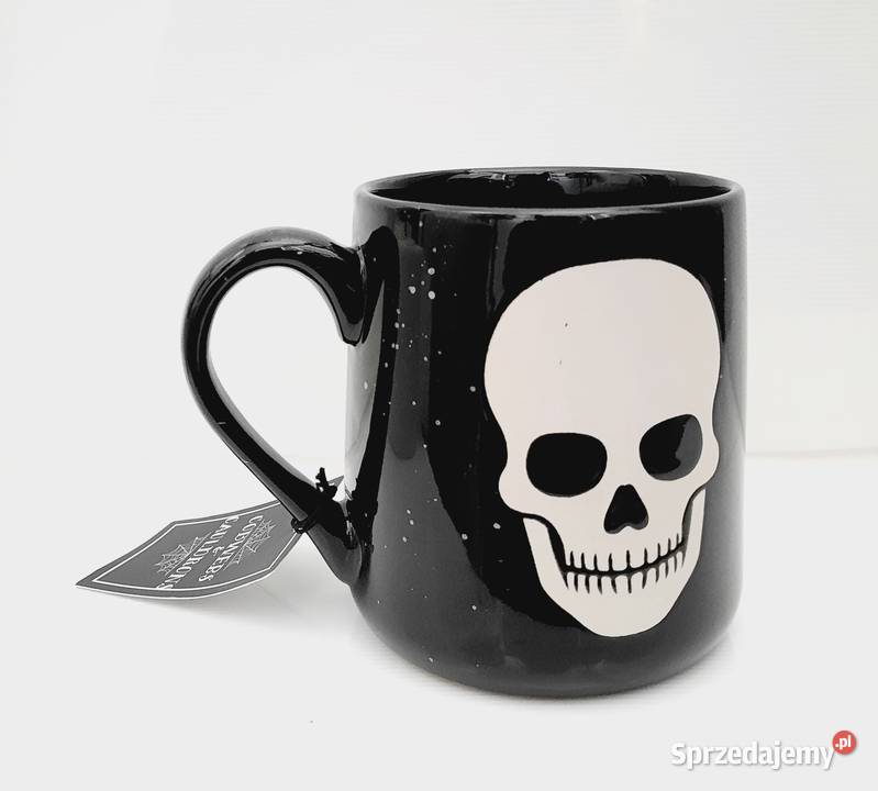 Skull cup biała czacha czarny kubek halloween śląskie Tychy