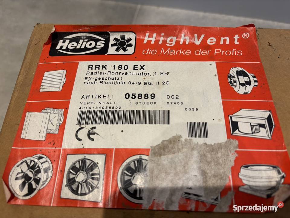 Wentylator rurowy promieniowy Helios RRK 180 EX mazowieckie Warszawa sprzedam