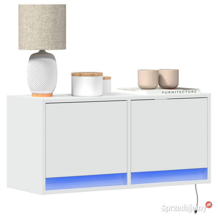 Ścienna szafka TV z LED biała 80x31x35 WM852355 Warszawa