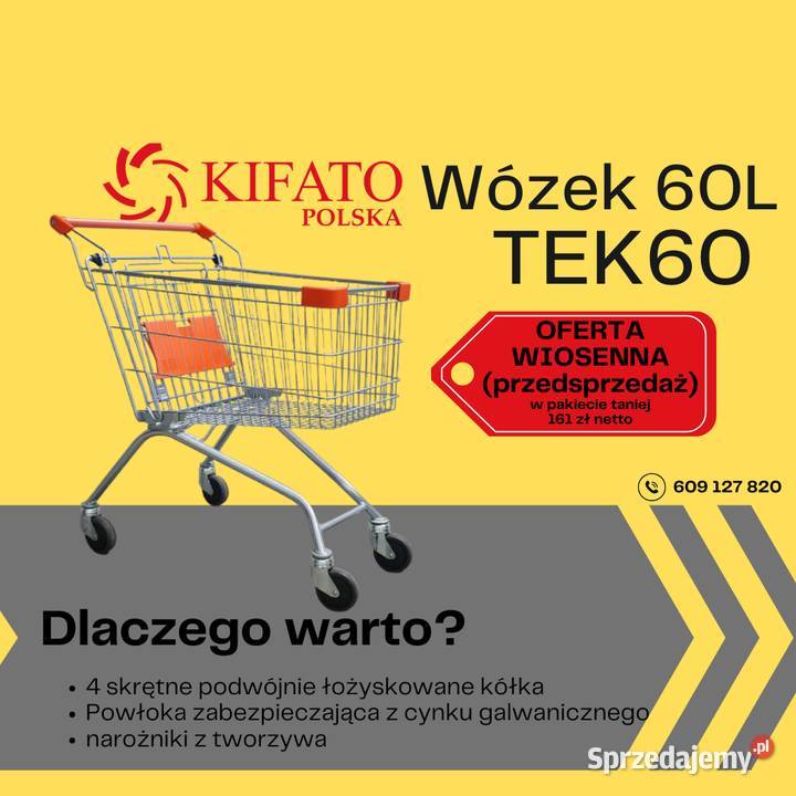 Wózek sklepowy 60l nowy gwarancja fv VAT wiosna Sklep pomorskie