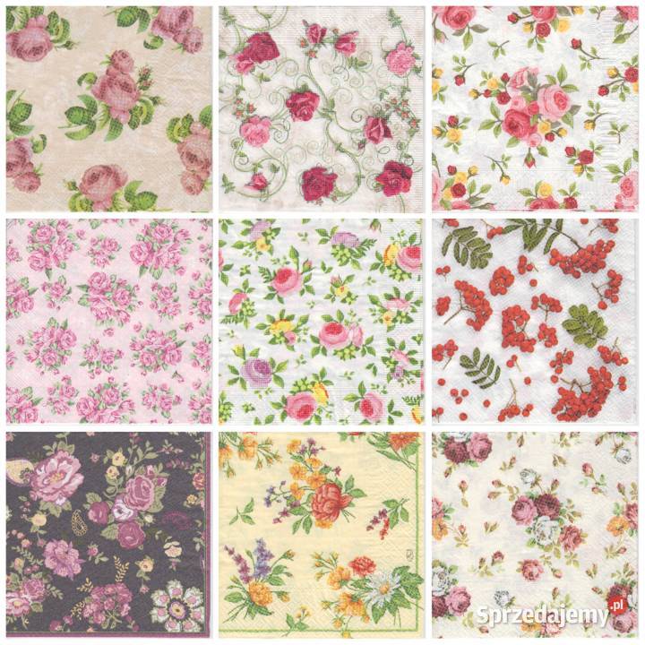 dekupaż serwetki kwiaty róże różyczki Skarżysko-Kamienna sprzedam