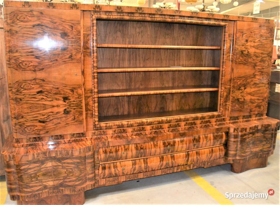 Biurko i Biblioteka 3m orzech 192030r Art deco mazowieckie Bronisze sprzedam