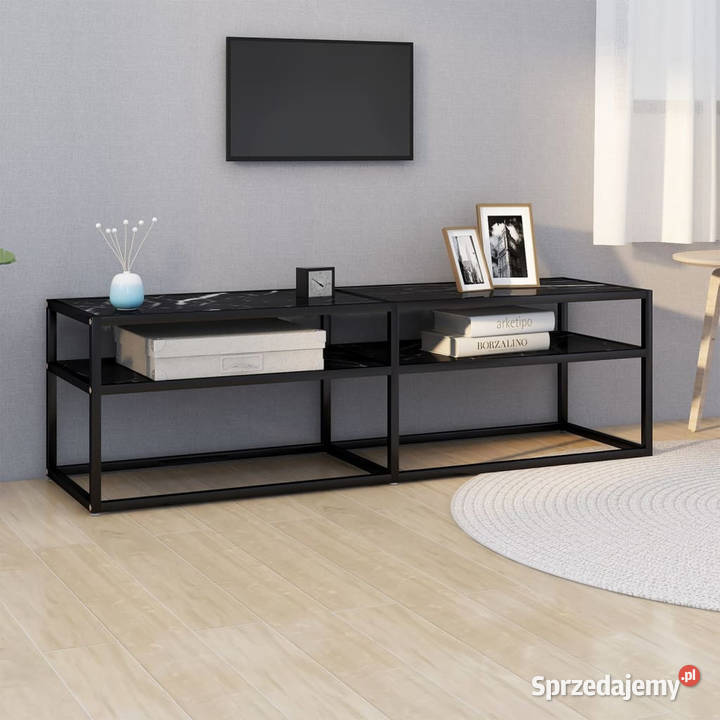 Szafka pod TV czarny marmur 140x40x405 szkło Warszawa sprzedam