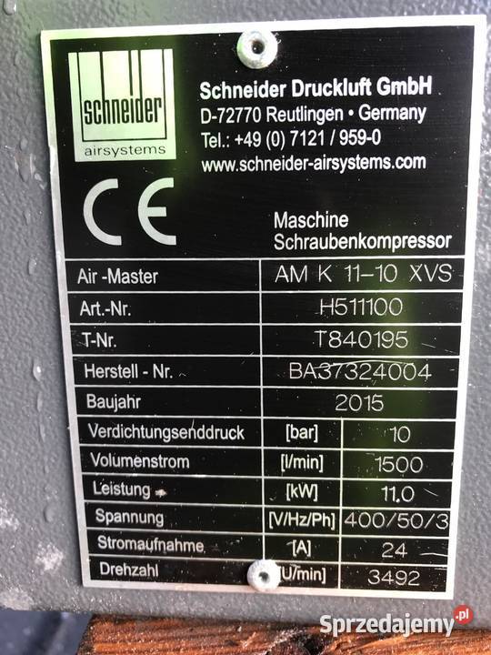 Sprężarka SCHNEIDER AMK 1110 XVS 11KW S009112 opolskie