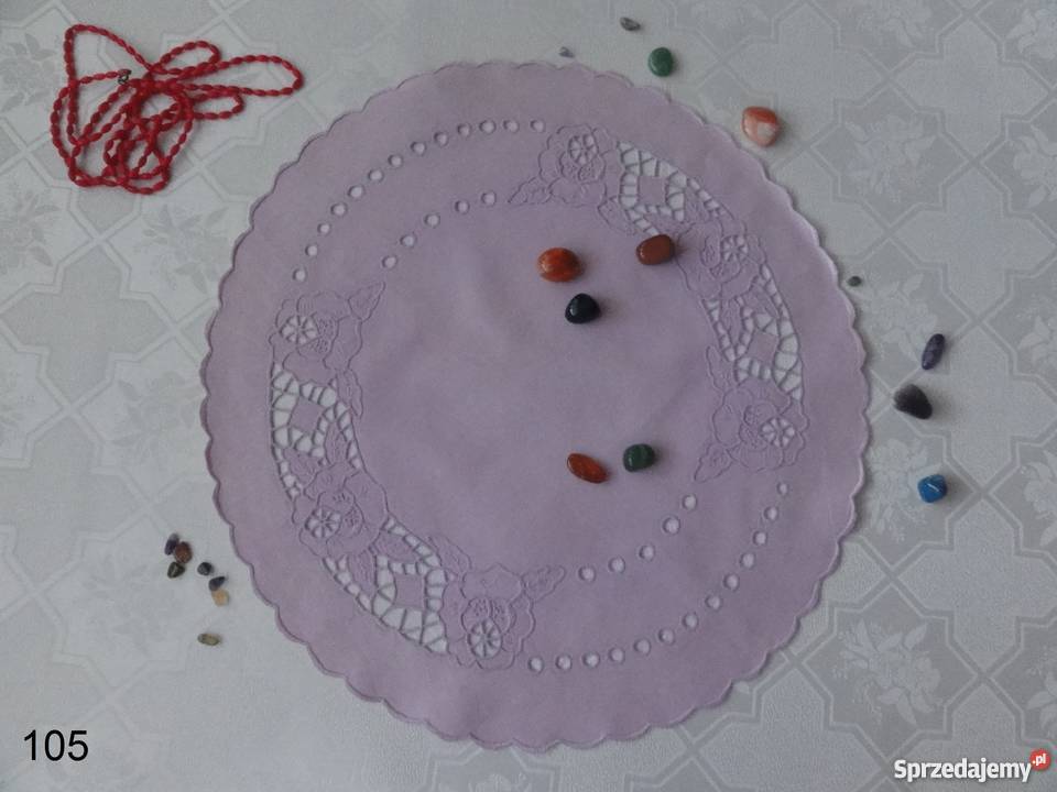 Serwetki kolorowe fioletowe wyszywane haf Lublin